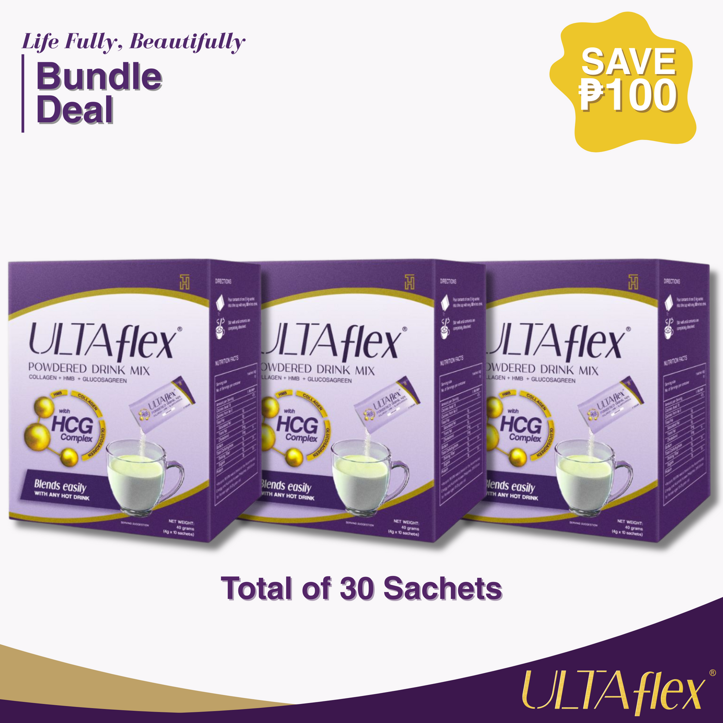 ULTAFLEX® Powdered Drink Mix Bundle of 3 Boxes (Total of 30 Sachets)